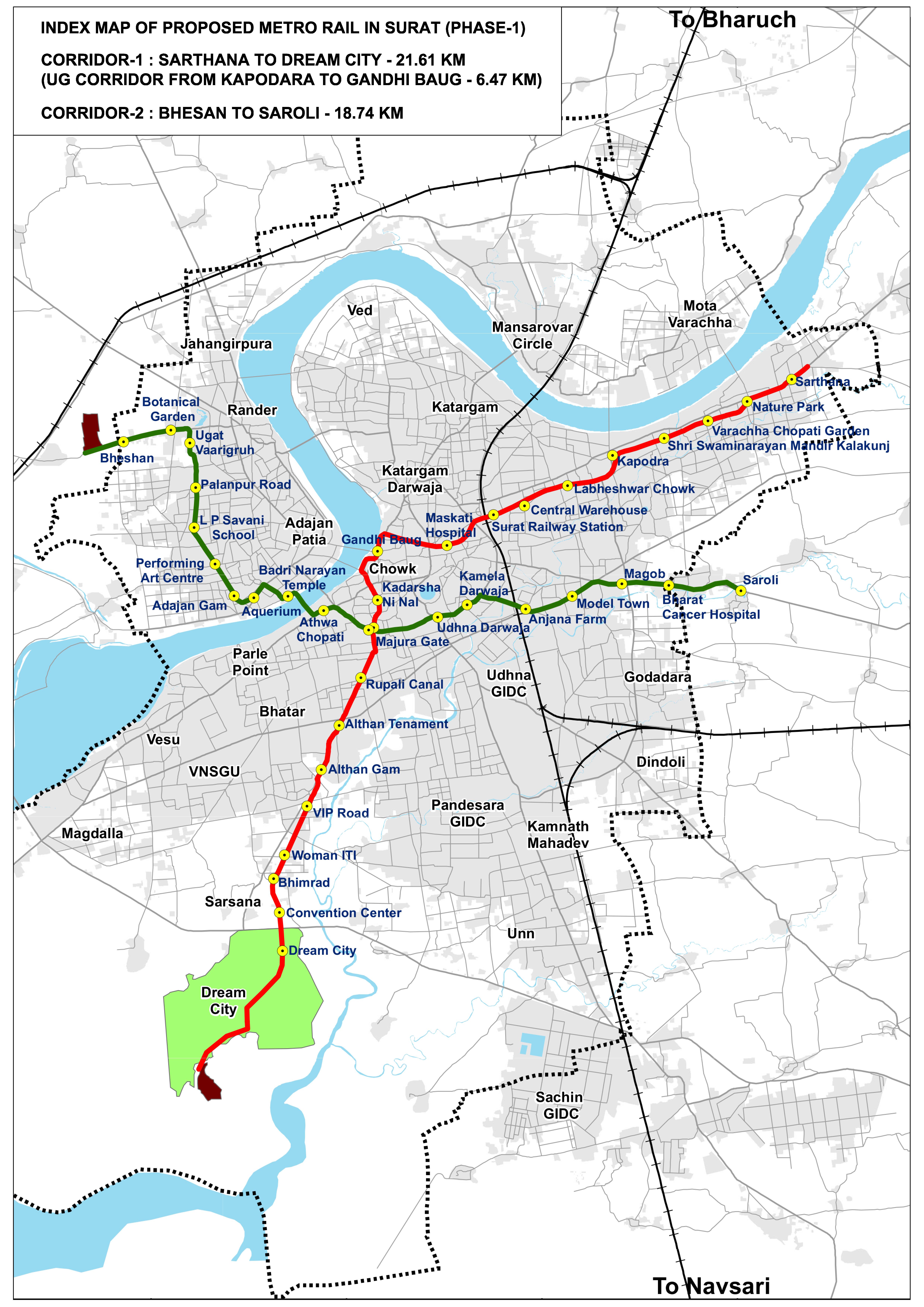 Surat Metro Rail project Map Details Surat Metro Rail project Map