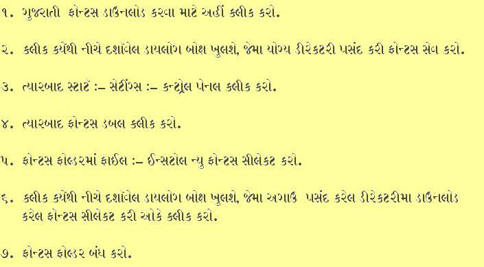 Shruti Gujarati Font Chart