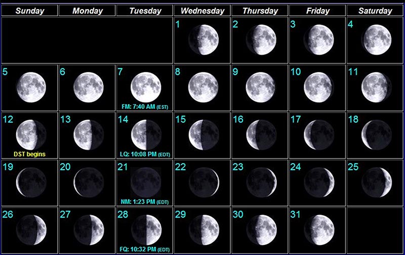 Moon phases image - March 2023